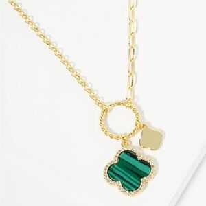 Green & Gold Clover Necklace 18kt Gold Dipped